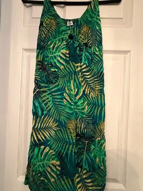 Swell Green Tropical Leaf Tie-Front Midi Dress